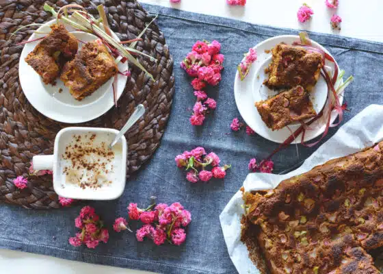 Homemade healthy rhubarb cake